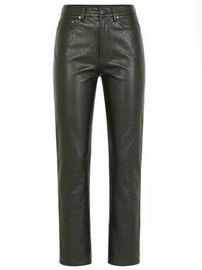 Gap Vintage Slim High Rise Olive Vegan Leather Pants Size 32 / 14